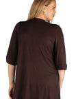 Elbow Length Sleeve Open Front Plus Size Cardigan