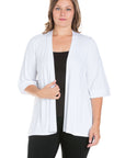 Elbow Length Sleeve Open Front Plus Size Cardigan