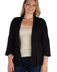 Bell Sleeve Flared Open Front Plus Size Cardigan