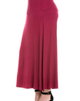 Womens Comfortable Fit Elastic Waist Plus Size Maxi Skirt