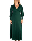 V-Neck Long Sleeve Plus Size Maxi Dress