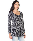 Floral Black Long Sleeve Tunic Top