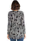 Black Paisley Long Sleeve Tunic Top