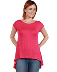 Womens Short Sleeve Casual High Low Tunic Top