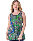 Casual Green Print Scoop Neck Tank Top
