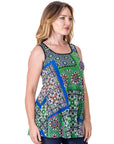 Casual Green Print Scoop Neck Tank Top