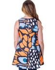Orange Butterfly Print Scoop Neck Tank Top