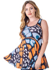 Orange Butterfly Print Scoop Neck Tank Top