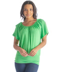 Womens Solid Color Short Sleeve Split Shoulder Top