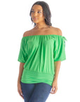 Womens Solid Color Short Sleeve Split Shoulder Top