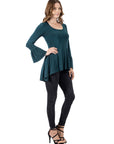 Long Bell Sleeve High Low Tunic Top