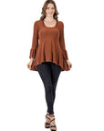 Long Bell Sleeve High Low Tunic Top