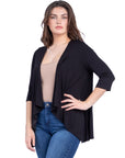 Elbow Length Sleeve Open Cardigan