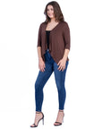 Elbow Length Sleeve Open Cardigan