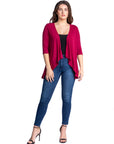 Elbow Length Sleeve Open Cardigan
