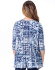 Navy Print Elbow Length Sleeve Open Cardigan