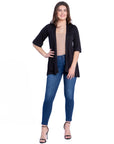 Open Front Elbow Length Sleeve Womens Cardigan