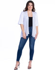 Open Front Elbow Length Sleeve Womens Cardigan