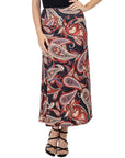 Black and Red Paisley Print Maxi Skirt