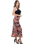 Black and Red Paisley Print Maxi Skirt