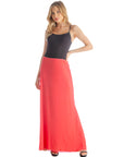 Solid Color Sheer Overlay Elastic Waist Dressy Maxi Skirt