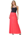 Solid Color Sheer Overlay Elastic Waist Dressy Maxi Skirt