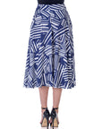 Womens Navy Geometric Print Pleated Midi Skirt With Pockets