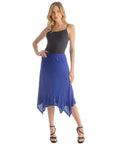 Solid Color Knee Length Elastic Waist Handkerchief Skirt