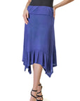 Solid Color Knee Length Elastic Waist Handkerchief Skirt