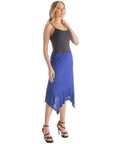 Solid Color Knee Length Elastic Waist Handkerchief Skirt