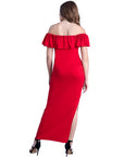 Off Shoulder Ruffle Detail Maxi Dress
