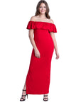 Off Shoulder Ruffle Detail Maxi Dress