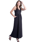 Sleeveless V Neck Maxi Dress with Pocket Detail