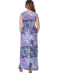 Purple Paisley Sleeveless V Neck Maxi Dress With Pockets