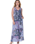 Purple Paisley Sleeveless V Neck Maxi Dress With Pockets