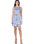 Baby Blue Floral Sleeveless Mini Shift Dress