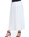 Womens Elastic Waist Solid Color Maxi Skirt