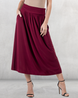 Womens Foldover Maxi Skirt With Pockets