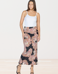 Womens Black Paisley Print Foldover Maxi Skirt