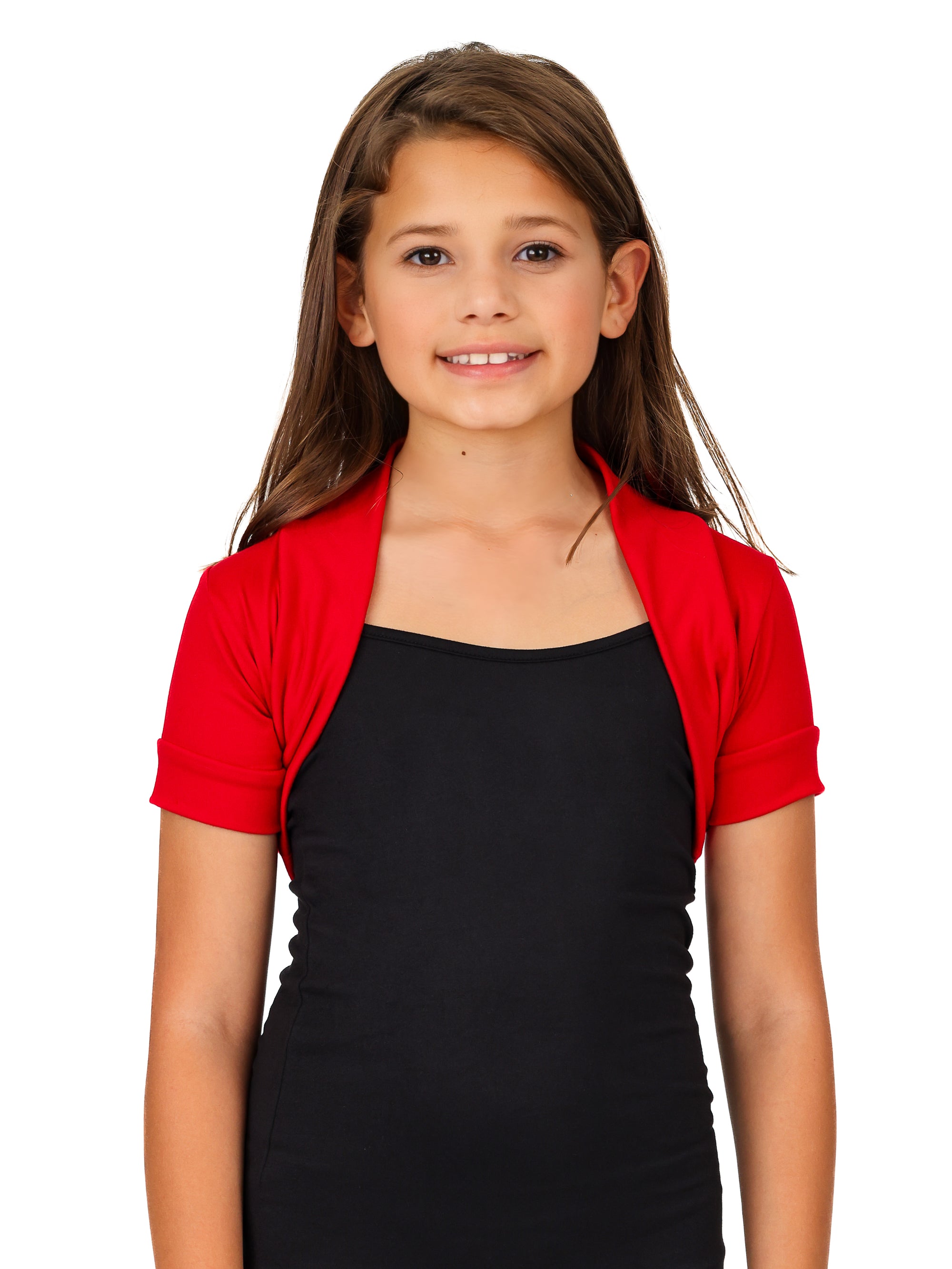 24seven Comfort Apparel Girls Open Front short Sleeve Cropped Bolero Shrug