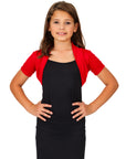 24seven Comfort Apparel Girls Open Front short Sleeve Cropped Bolero Shrug