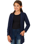 24seven Comfort Apparel Girls Open Front Long Sleeve Pocket Cardigan
