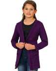 24seven Comfort Apparel Girls Open Front Long Sleeve Pocket Cardigan