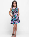 24sevenkid Lilac Butterfly Print Sleeveless Pockets Dress