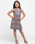 24sevenkid Girls Sleeveless Knee Length A Line Floral Print Pocket Dress