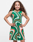 24sevenkid Green Print Sleeveless Pockets Dress