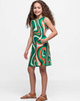 24sevenkid Green Print Sleeveless Pockets Dress