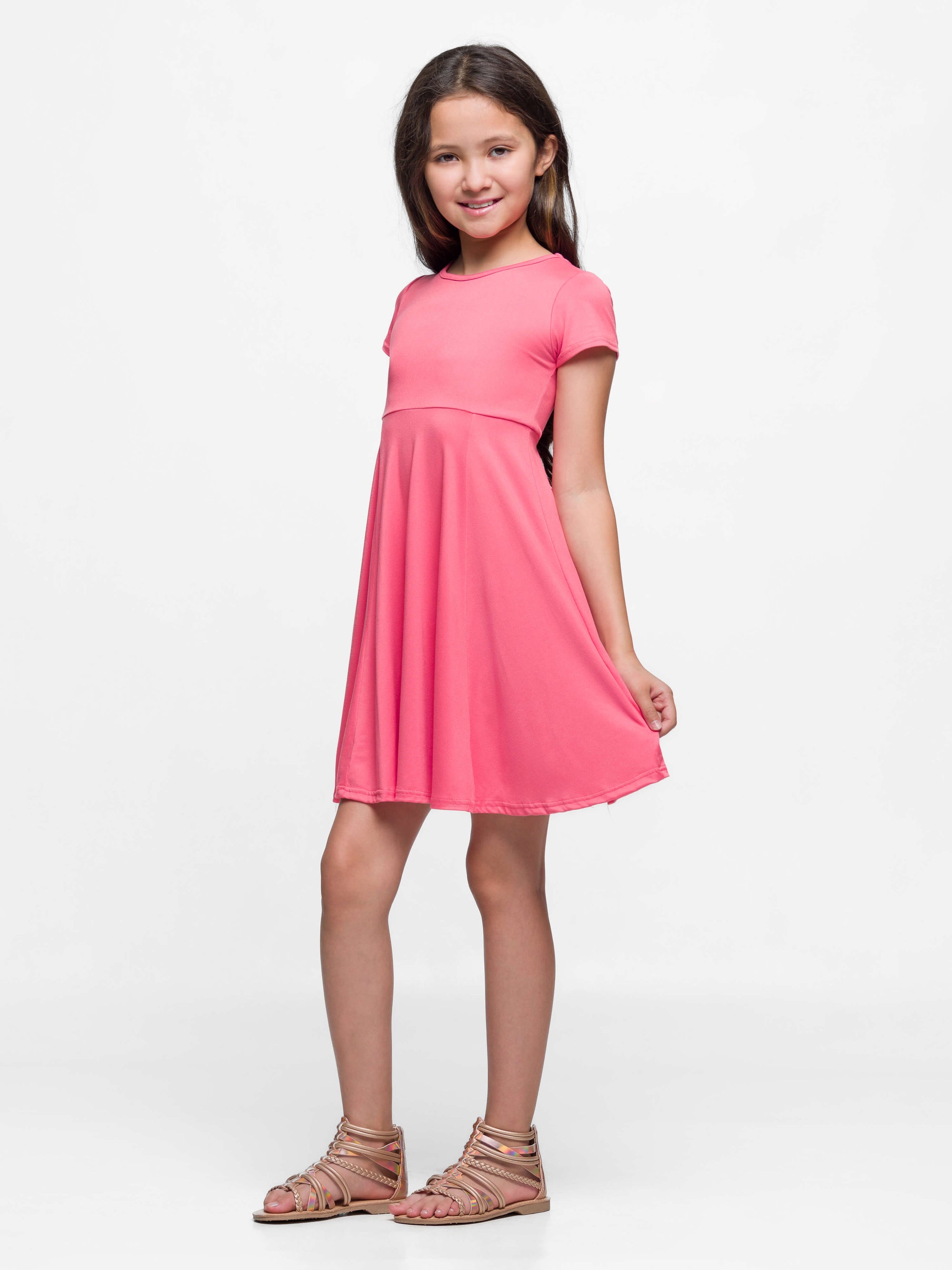 Girls Flowy Short Sleeve Girls Dress