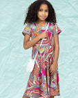 24sevenkid Pink Paisley Short Sleeve Girls Dress