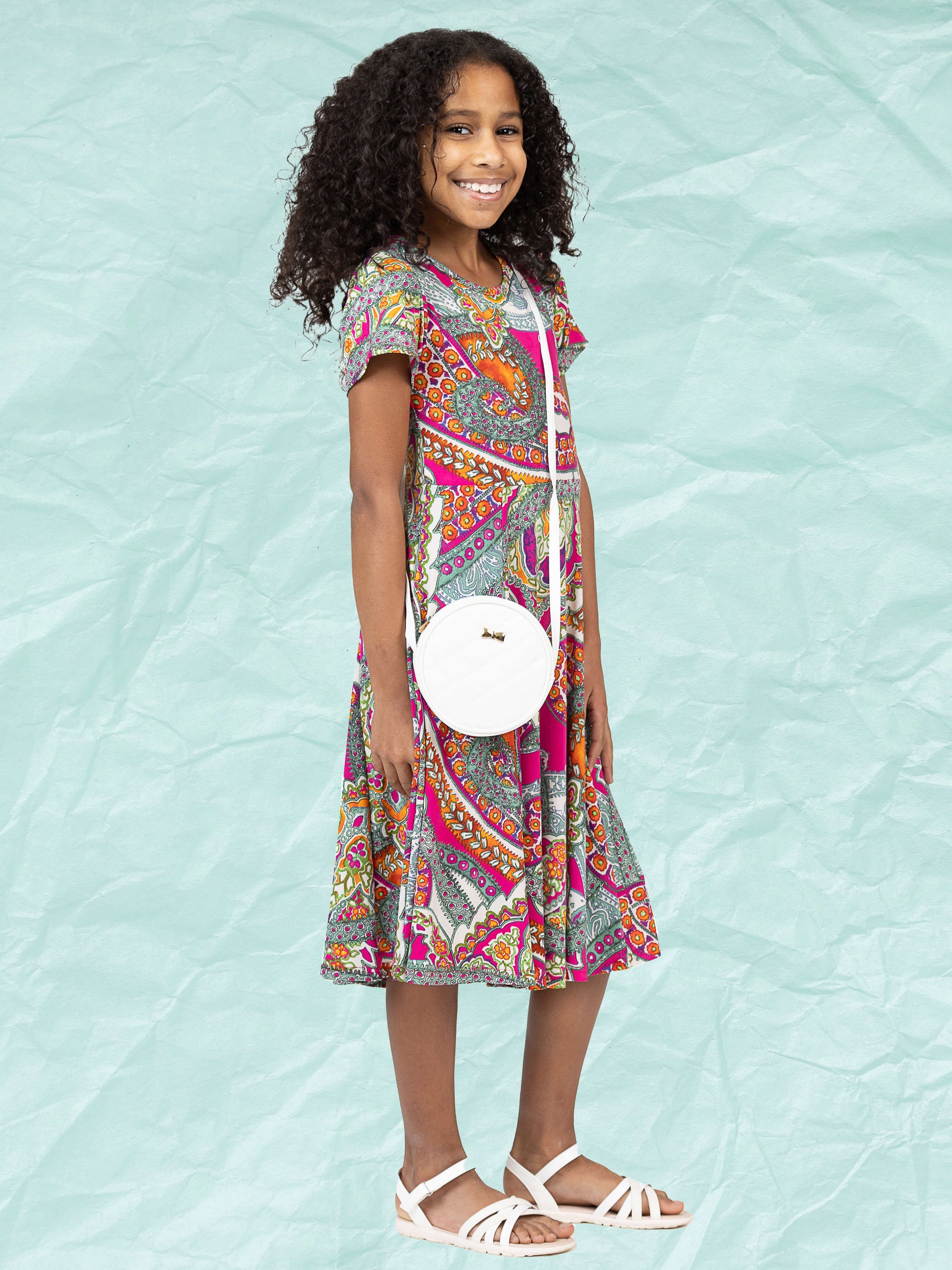 24sevenkid Pink Paisley Short Sleeve Girls Dress